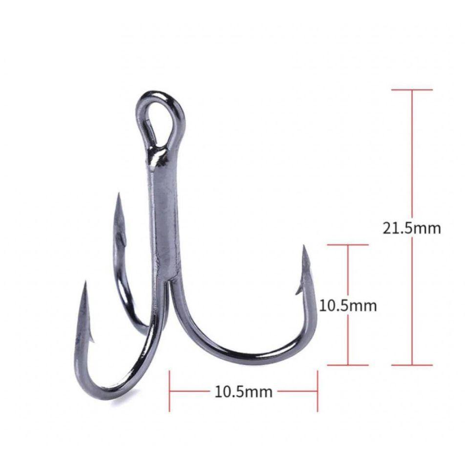 Red and Silver Carbon Steel 3-Prong Treble Fishing Hooks (20 Hooks) - Outdoor Junction US