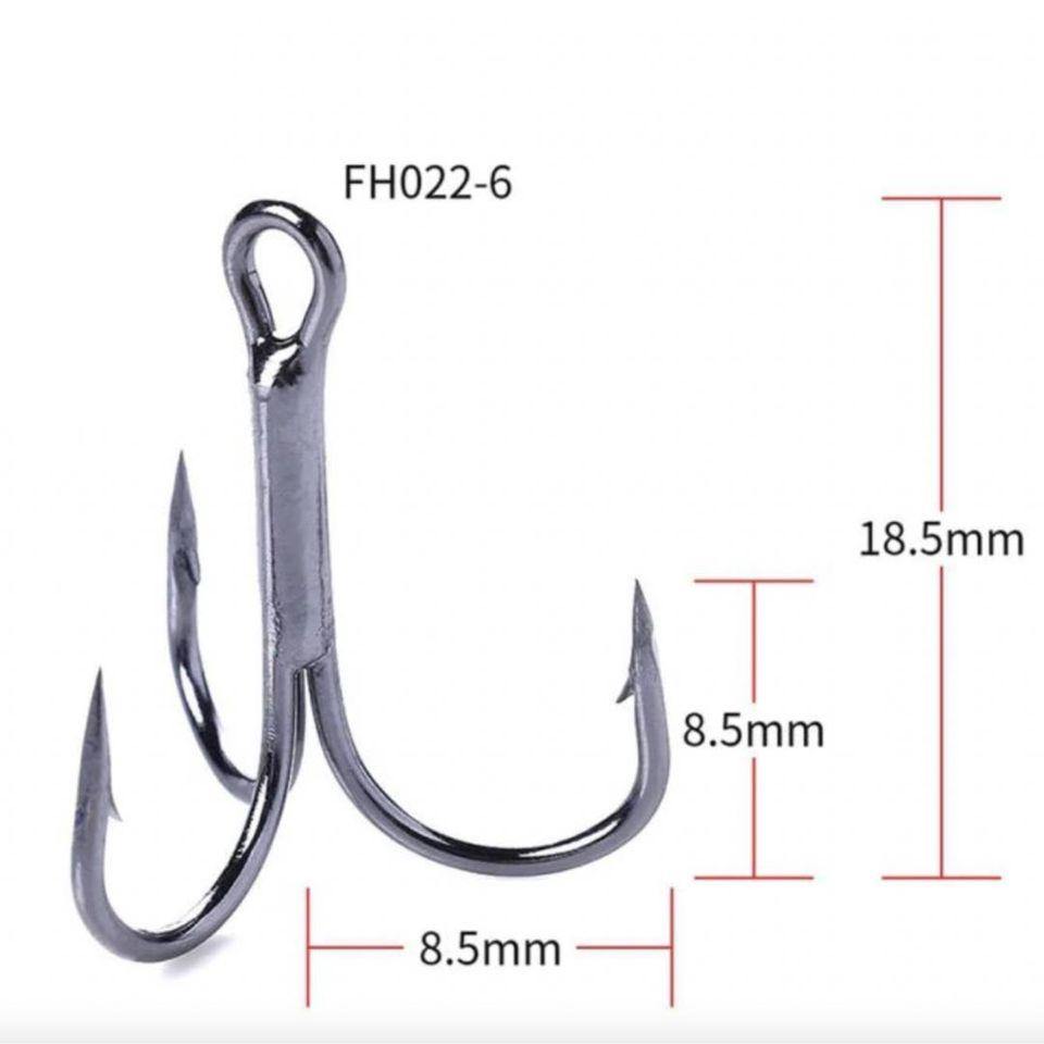 Red and Silver Carbon Steel 3-Prong Treble Fishing Hooks (20 Hooks) - Outdoor Junction US
