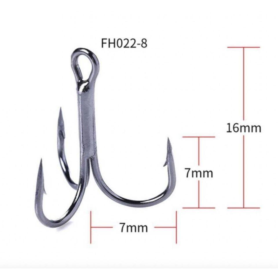 Red and Silver Carbon Steel 3-Prong Treble Fishing Hooks (20 Hooks) - Outdoor Junction US