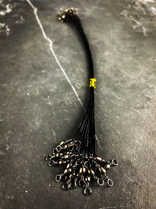 20 pcs fil d'acier noir 30lb bas de ligne de pêche pivotants