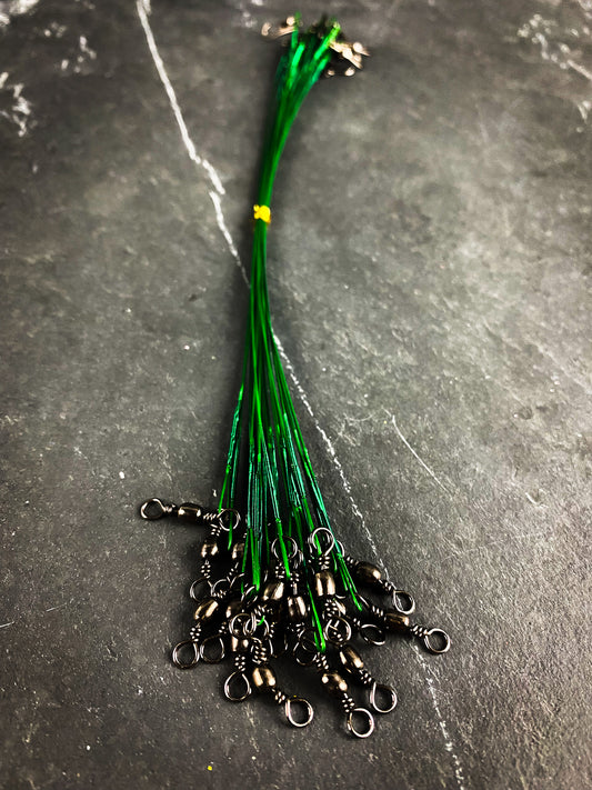 20 pcs fil d'acier vert 30lb bas de ligne de pêche pivotants