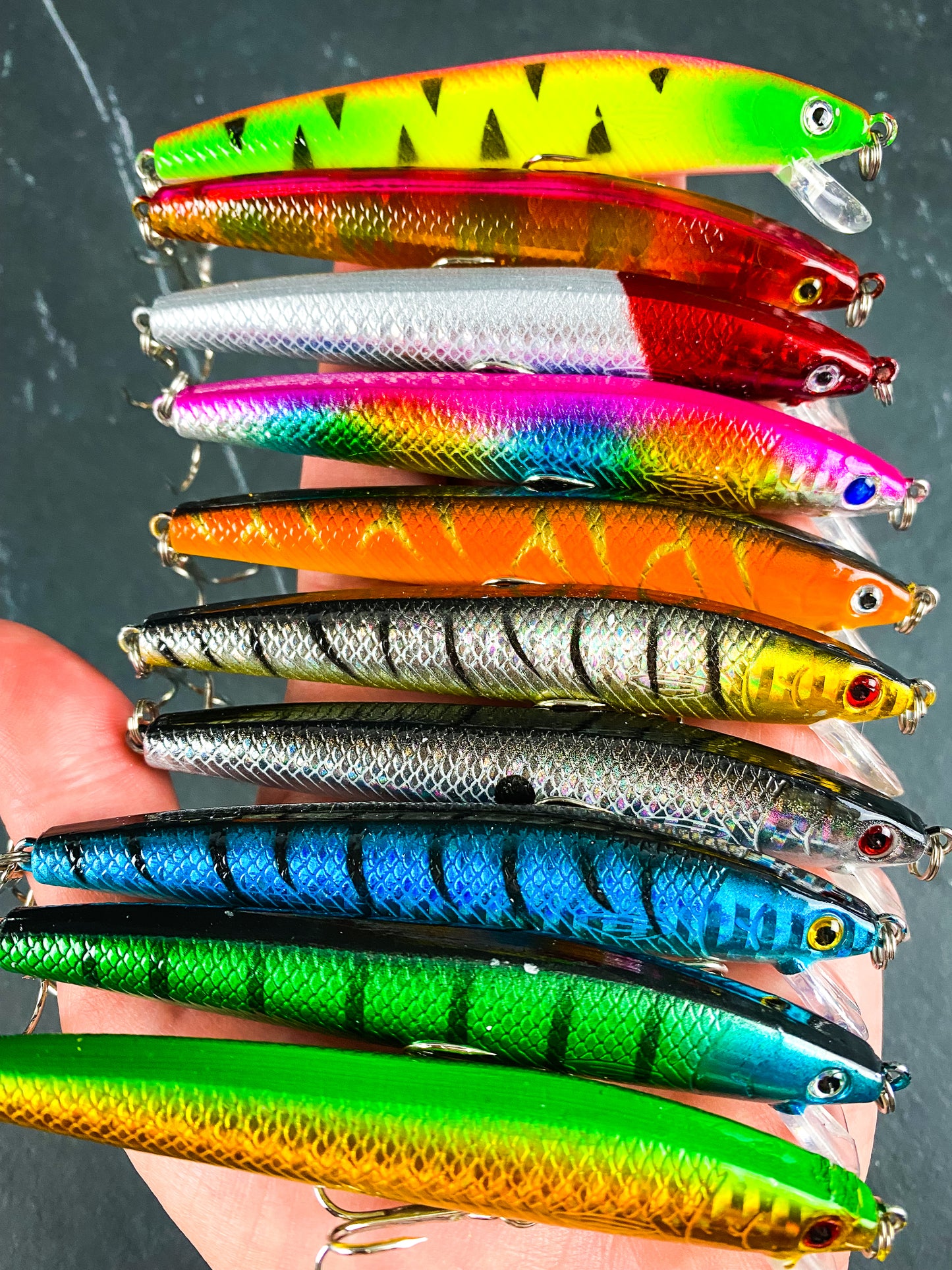 *NEW* Rattling Floating Lip Hard Crankbait Fishing Lure Set (10pcs)