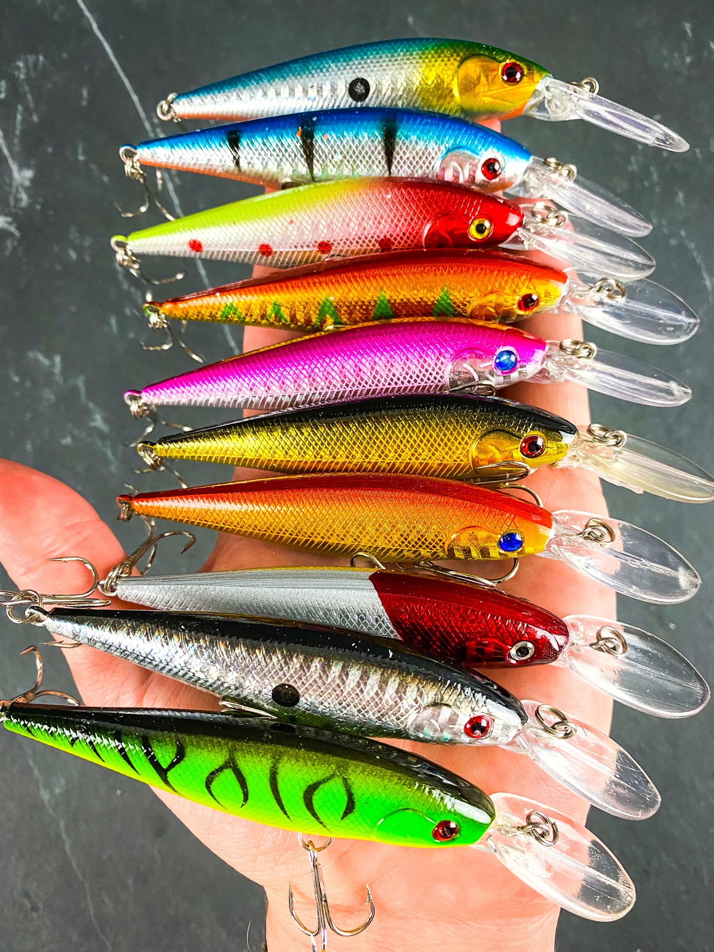 Rattling Large Lip Floating Hard Crankbait Fishing Lure Set (10pcs)