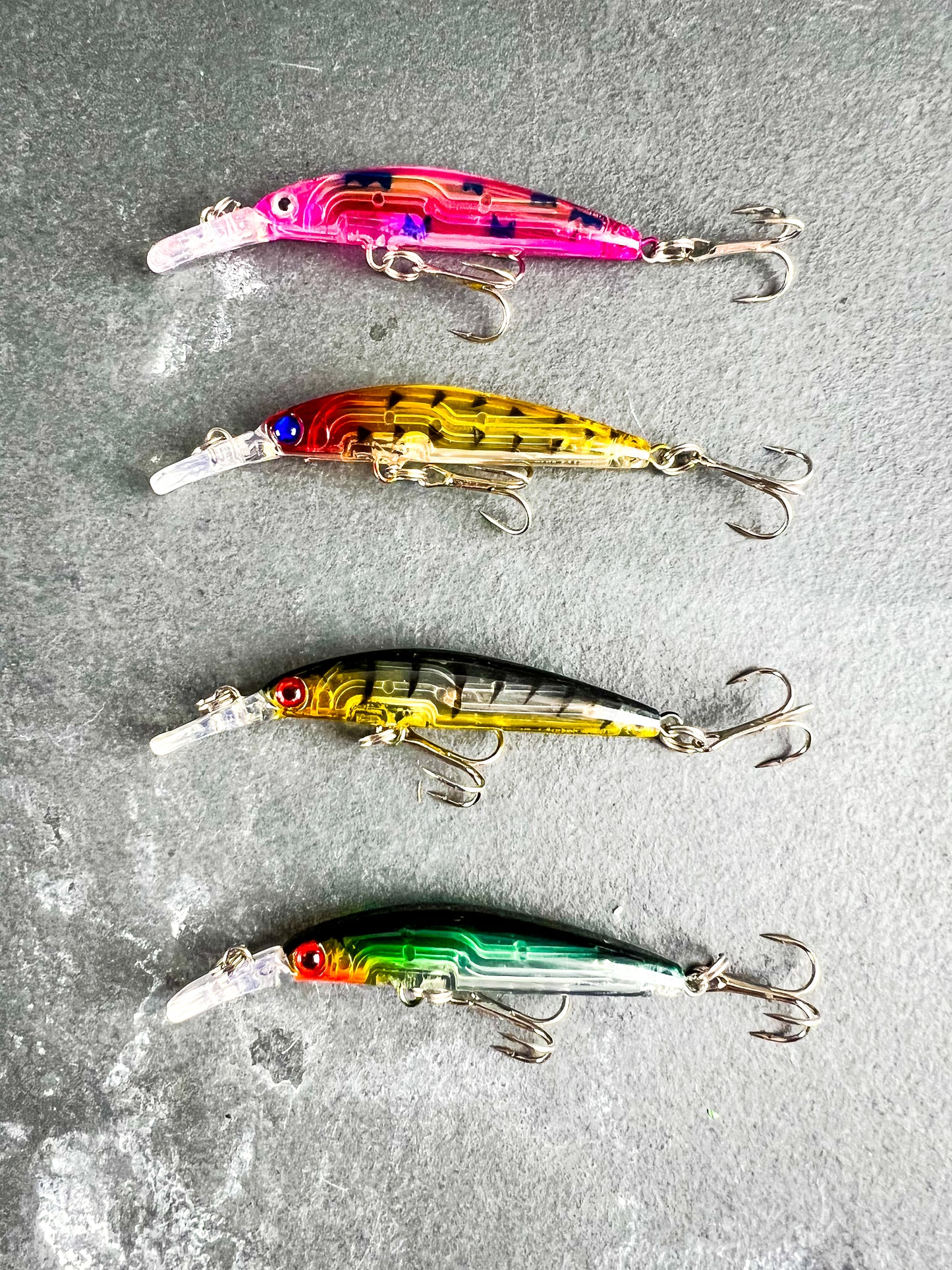 (4) Skinny Hard Rattling Crankbait Sinking Minnow Fishing Lures