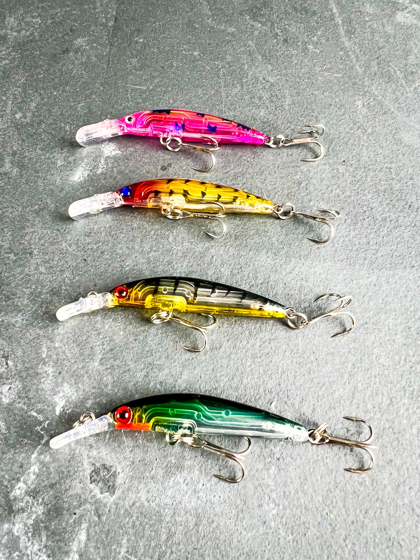 (4) Skinny Hard Rattling Crankbait Sinking Minnow Fishing Lures