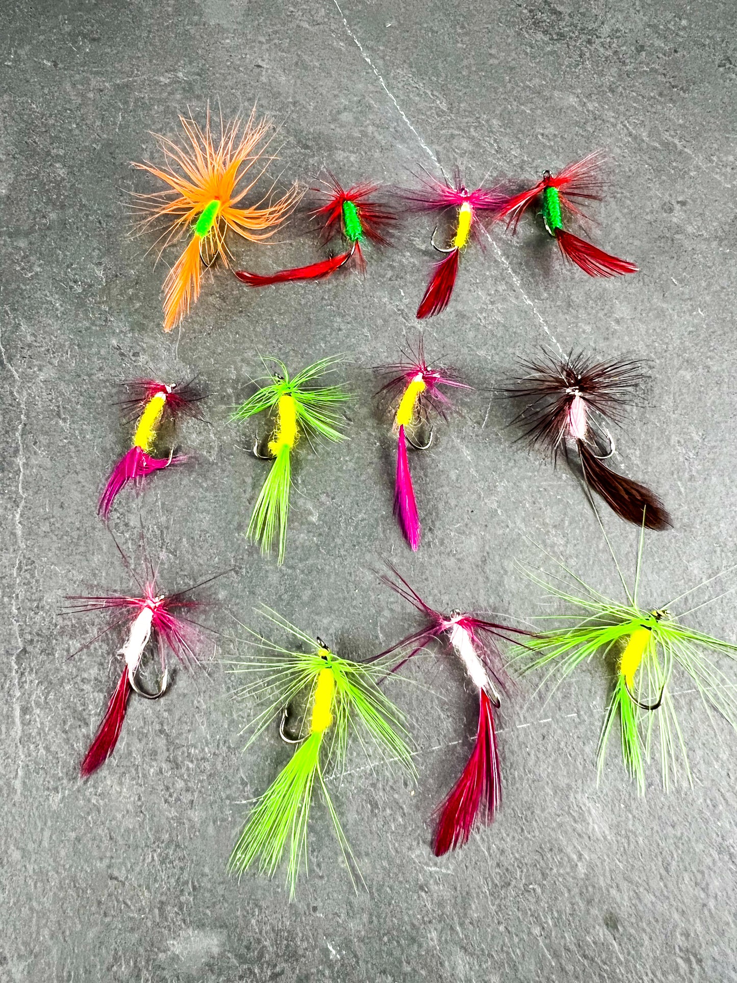 (12) Neon Trout Fly Fishing Flies Assortment