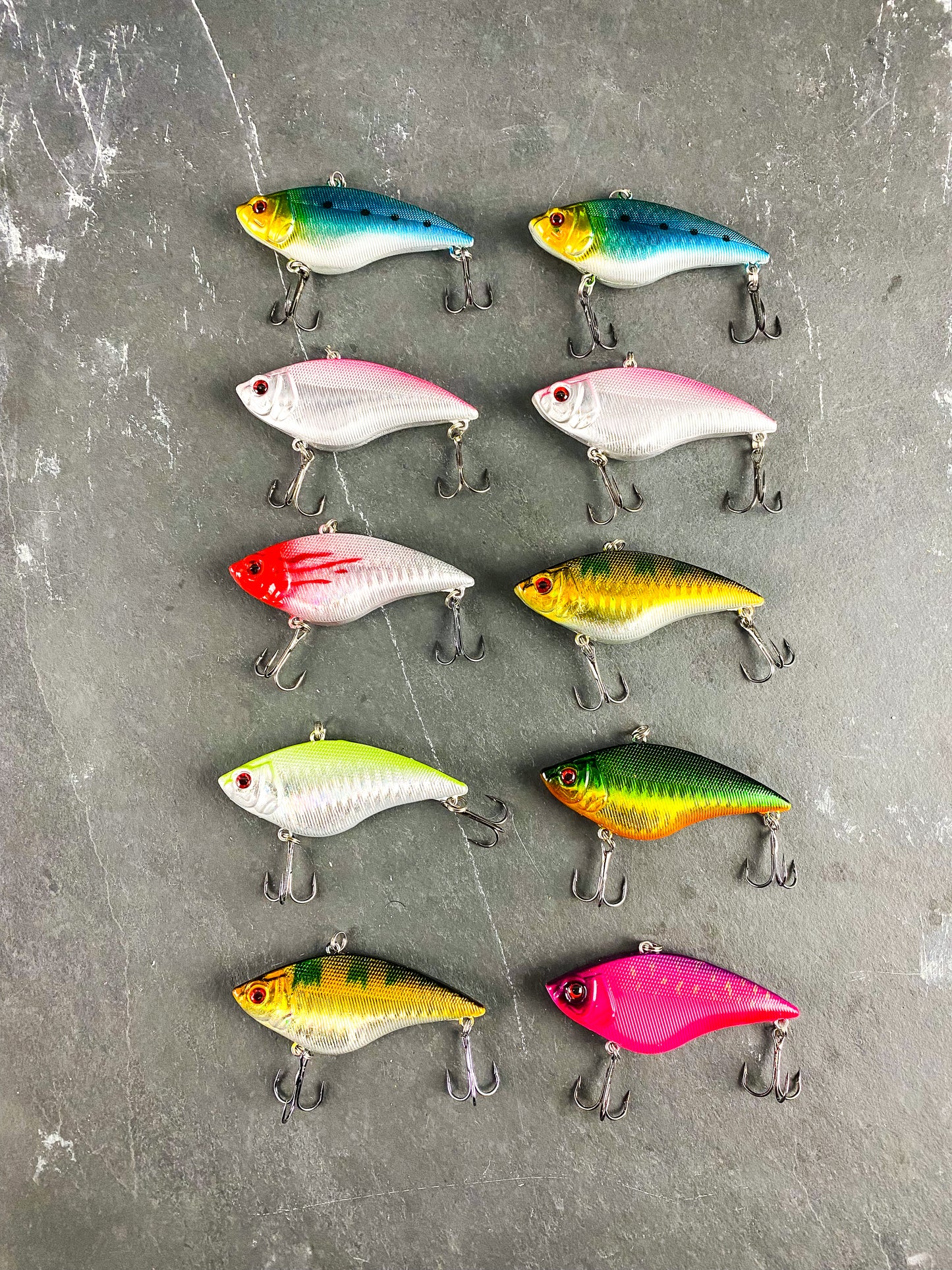 10 pcs Lipless Shimmer Rattling Diving Minnow Crankbait Fishing Lure