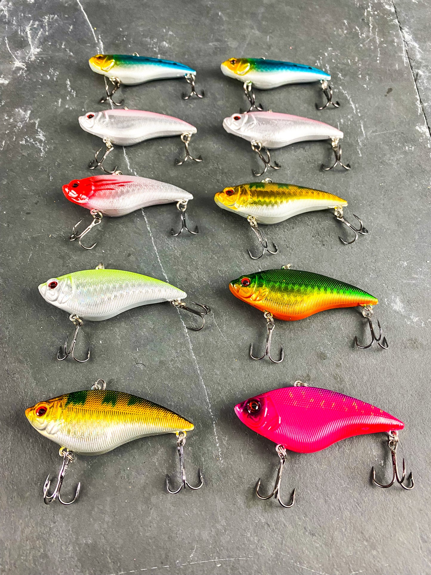10 pcs Lipless Shimmer Rattling Diving Minnow Crankbait Fishing Lure