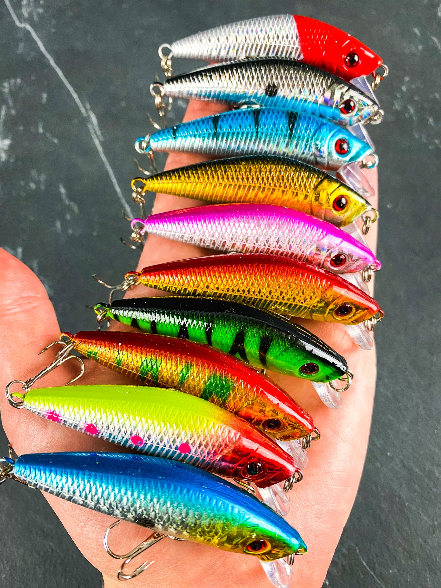 *NEW* Rattling Floating Hard Crankbait Fishing Lure Set (10pcs)