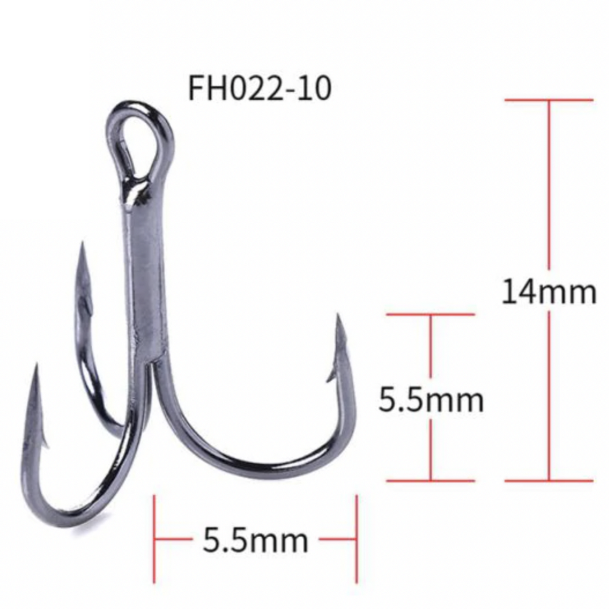 Red and Silver Carbon Steel 3-Prong Treble Fishing Hooks (20 Hooks) - Outdoor Junction US