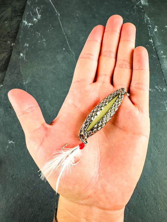 Luminous Metal Spinner Spoon with Feather Treble Hooks