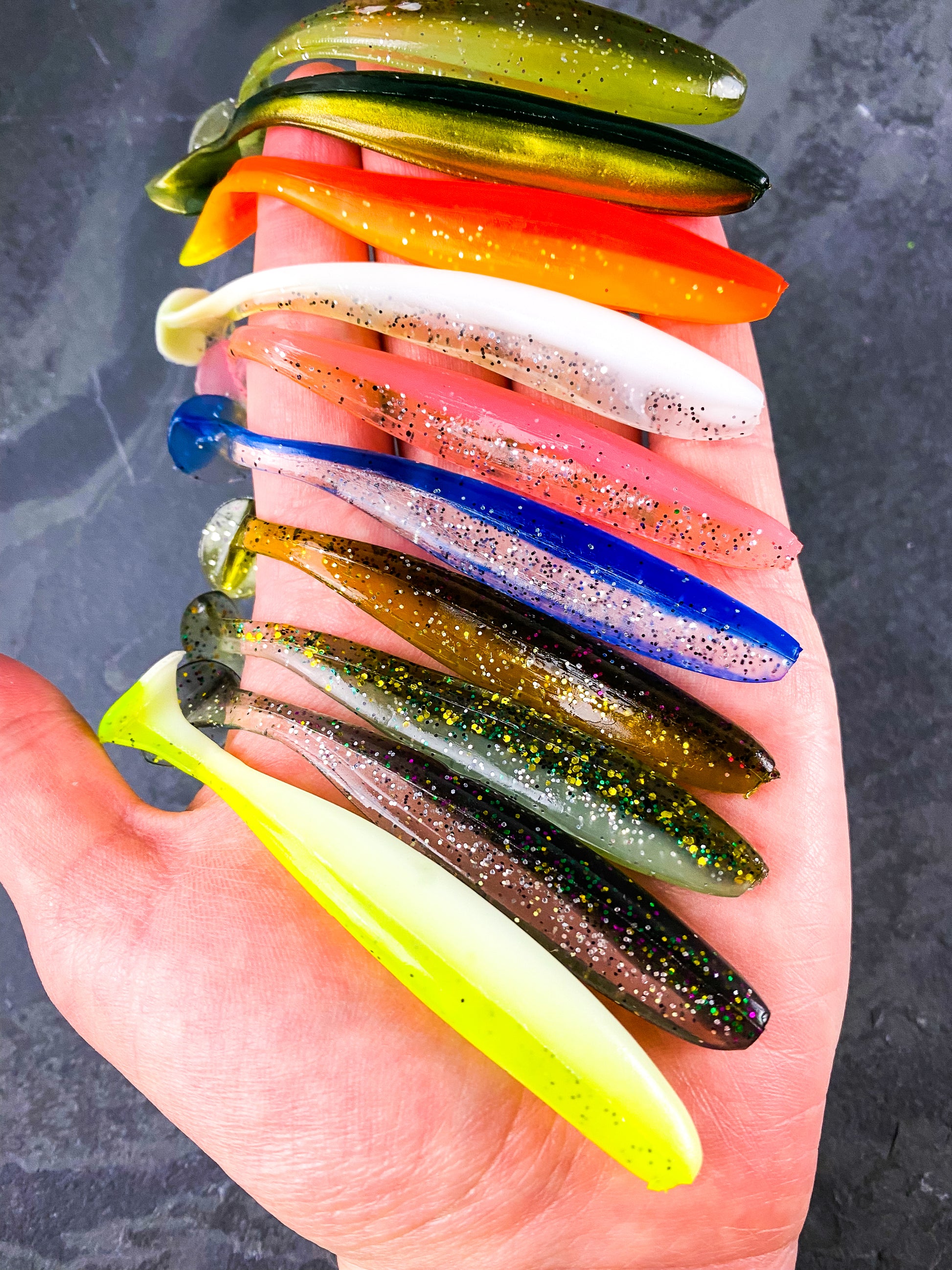  East Rain Glitter Lizard Swimbait Salamander Soft Bait with  Long Tail for Bass Fishing (PVC,8cm/3.15in,3.8g/0.13oz.8pcs/Pack 5 Colors  Option) : Sports & Outdoors