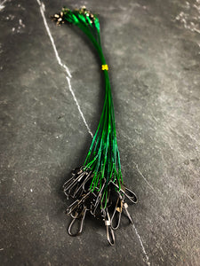 20 pcs Green Steel Wire 30lb Swivel Fishing Leaders