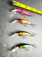 Load image into Gallery viewer, (4) Skinny Hard Rattling Crankbait Sinking Minnow Fishing Lures - BRAND NEW
