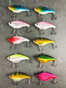 10 pcs Lipless Shimmer Rattling Diving Minnow Crankbait Fishing Lure