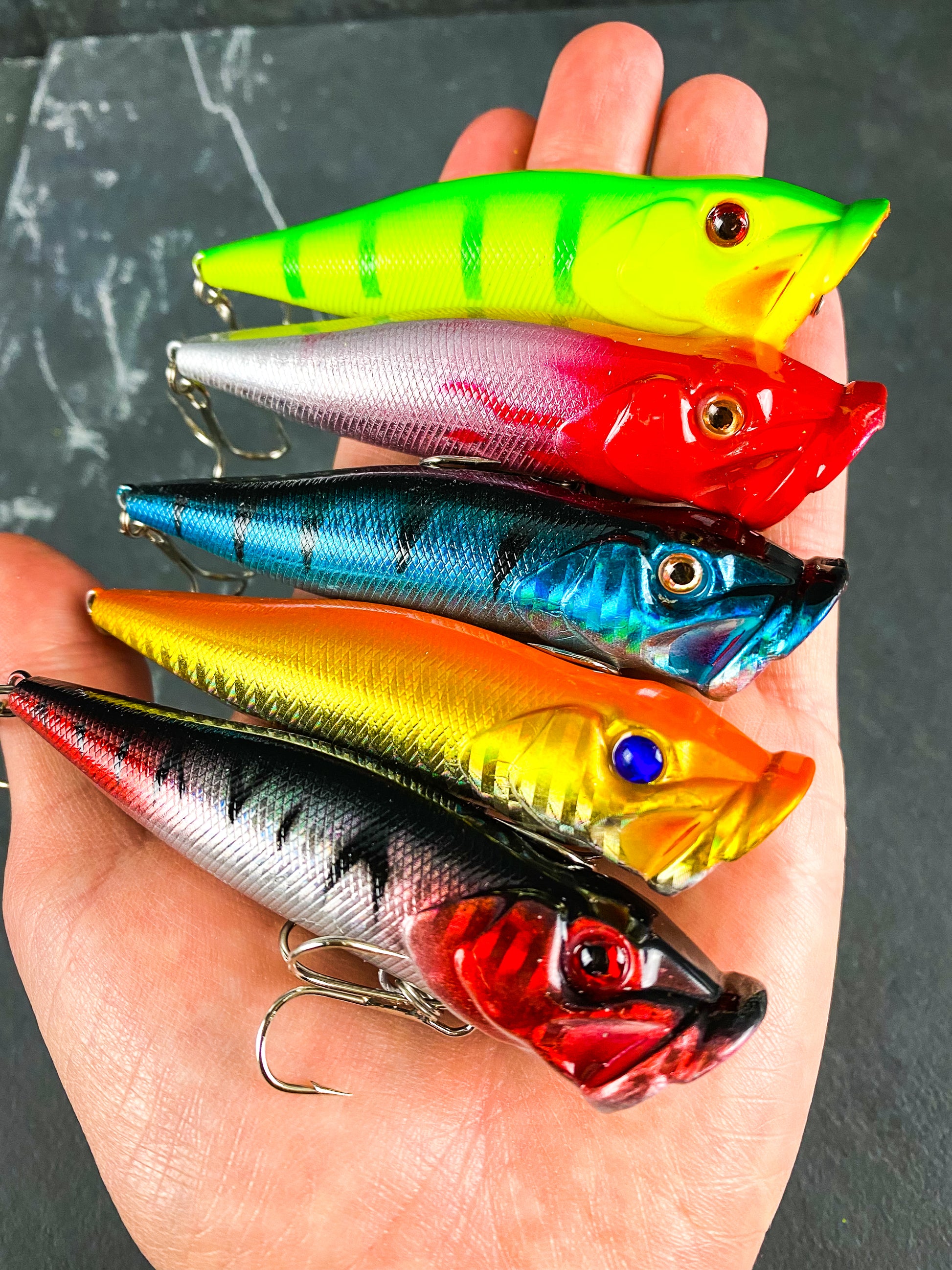 5pcs Fly Fishing Poppers Topwater Fishing Lures Bass Crappie