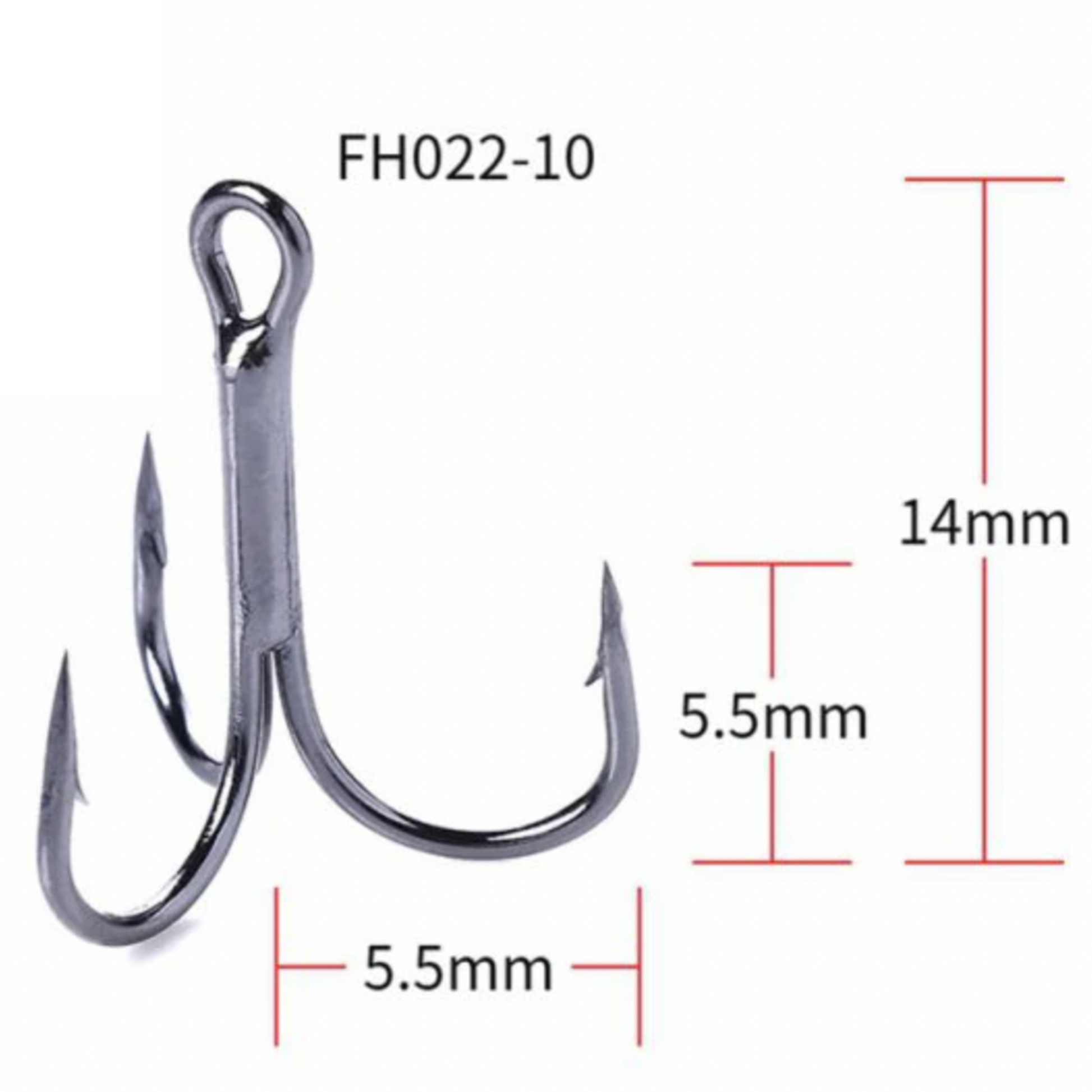 Fishing Hooks 10Pcs/lot Red Three Fishing Hook High Carbon Steel Treble  Overturned Hooks Fishing Tackle Round Bend Fish Hooks (Size : 8#)